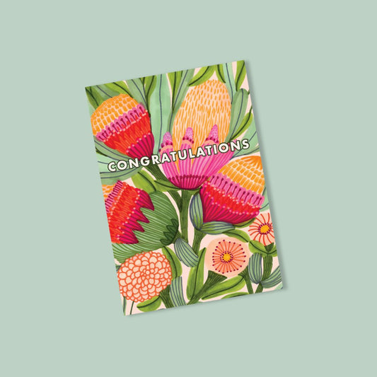 Congratulations Card – Protea Flowers |Australian Made - Kirsten Katz