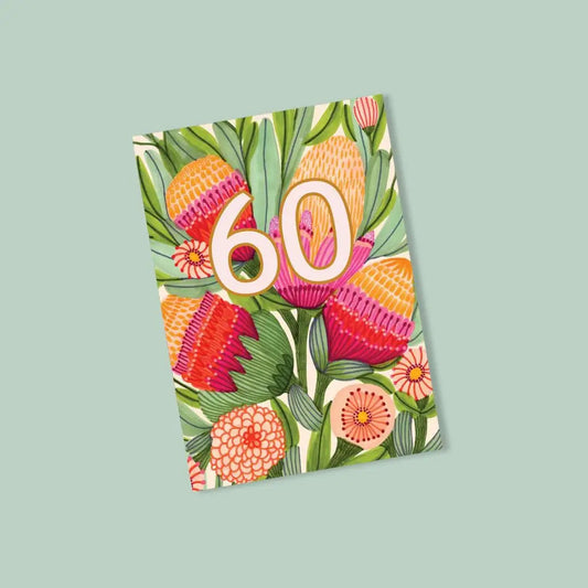 60th Birthday Card – Protea Flowers Kirsten Katz