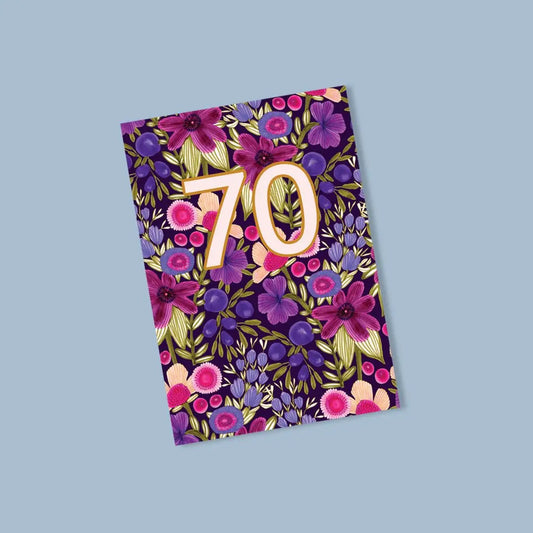 70th Birthday Card – Plum Flowers Kirsten Katz