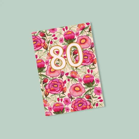 80th Birthday Card – Peony Flowers Kirsten Katz