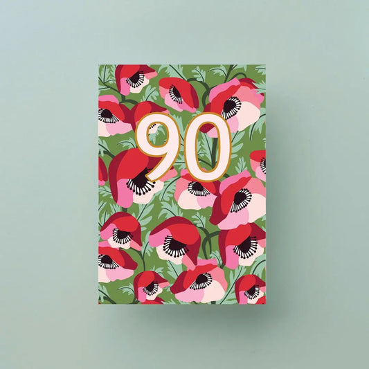 90th Birthday Card – Poppies Kirsten Katz