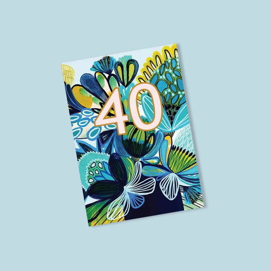 Azure 40th Birthday Card – Native Flowers Kirsten Katz