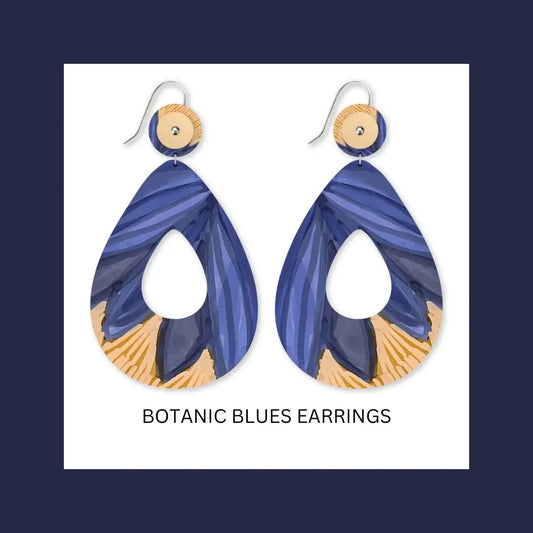 Botanic Blues Large Drop Earrings Kirsten Katz