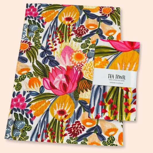 Bush Flowers Designer Tea Towel Kirsten Katz