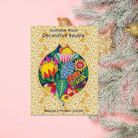 Cockatoos & Proteas Christmas Ornament Bauble Set Kirsten Katz