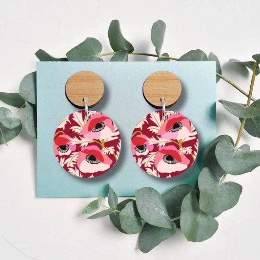 Colourful Poppies Wooden Earrings Kirsten Katz