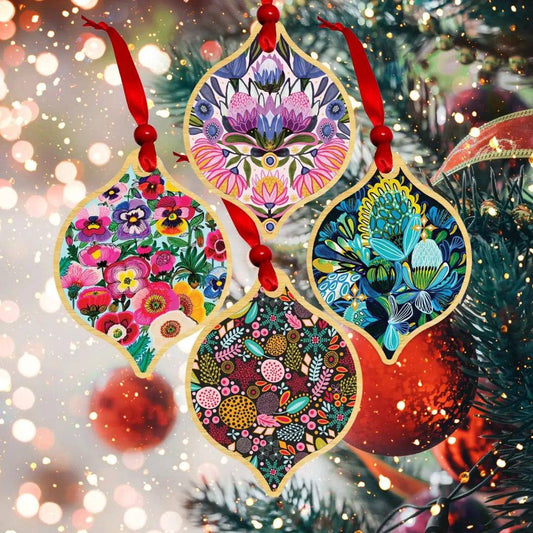Floral Bling Christmas Ornament Bauble Set Kirsten Katz