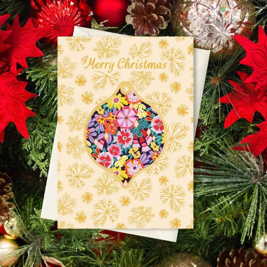 Flower Power Christmas Card & Wooden Ornament Kirsten Katz