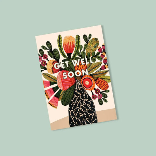 Get Well Soon Card – Native Flowers in Vase Kirsten Katz