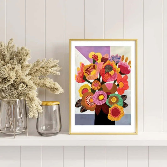 Golden Bunsh – Bold Contemporary Floral Art Print Kirsten Katz