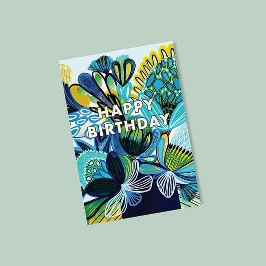 Happy Birthday Card – Blue Native Flowers Kirsten Katz