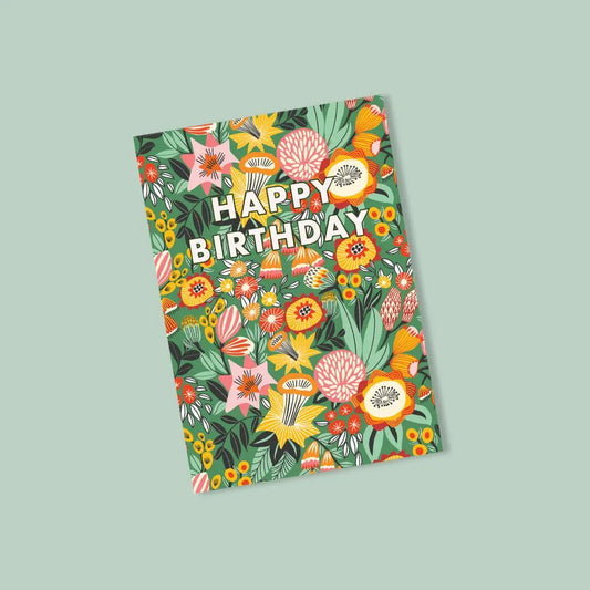 Happy Birthday Card – Daffodils & Native Flowers Kirsten Katz