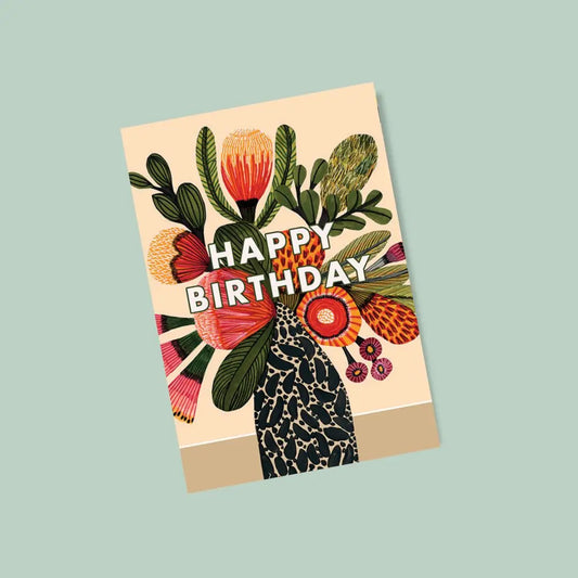 Happy Birthday Card – Native Flowers in Vase Kirsten Katz