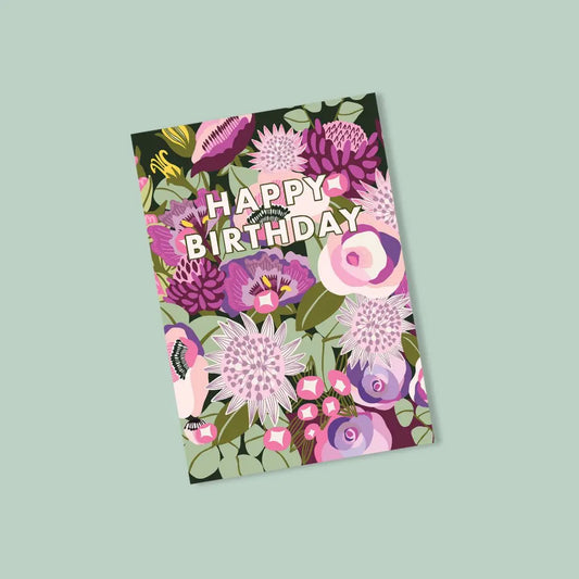 Happy Birthday Card – Purple Flowers Kirsten Katz
