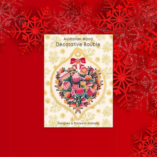 Heart of Flowers Australian Wooden Christmas Bauble Kirsten Katz