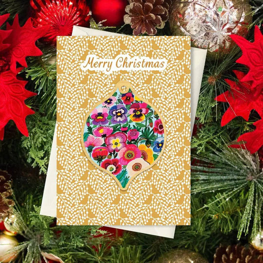 Pansy & Poppy Flowers Australian Christmas Card & Bauble Kirsten Katz