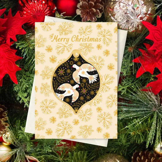 Peace Doves Christmas Card & Wooden Ornament Kirsten Katz