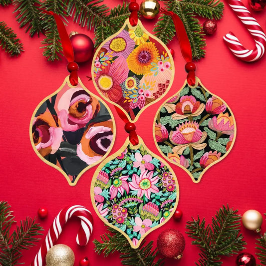 Pink Lovers Christmas Baubles Set 4 Kirsten Katz