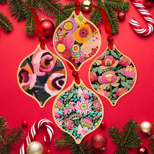 Pink Lovers Christmas Baubles Set 4 Kirsten Katz