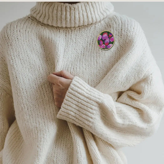 Purple Proteas Wooden Brooch Kirsten Katz