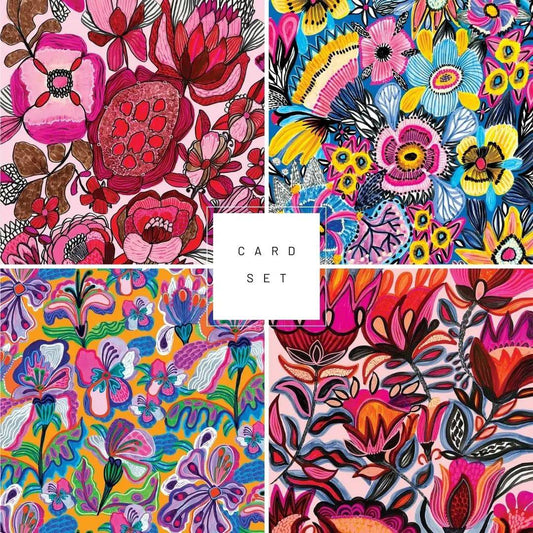 Rosa Botanica Set of 4 Cards Kirsten Katz