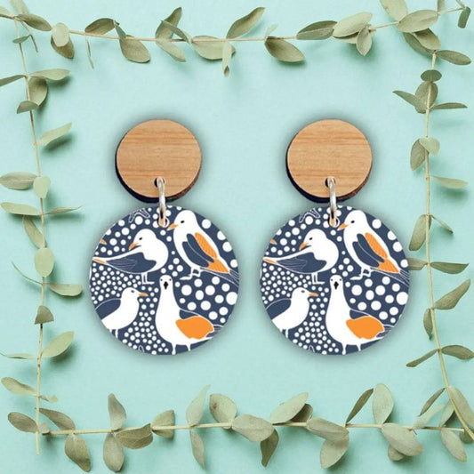 Seagull Birds Australian Wooden Earrings Kirsten Katz