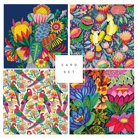 Set of 4 Greeting Cards – Tropical Paradise Kirsten Katz