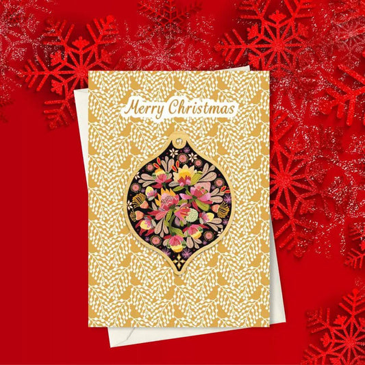 Wild Proteas Christmas Card & Wooden Bauble Kirsten Katz