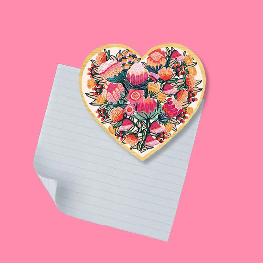 Wooden Fridge Magnet - Australian Floral Heart Kirsten Katz