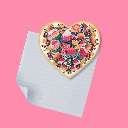Wooden Fridge Magnet - Australian Floral Heart Kirsten Katz