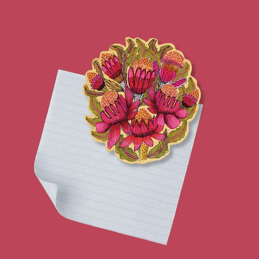 Wooden Fridge Magnet - Waratah Flowers Kirsten Katz