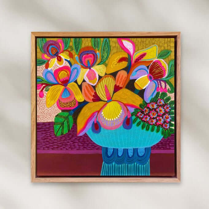 Abundant Beauty original painting by Kirsten Katz, framed botanical artwork