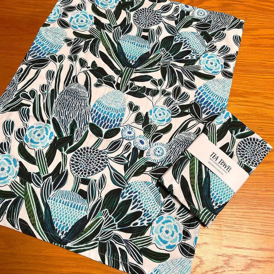 Blue Banksia Tea Towel Kirsten Katz