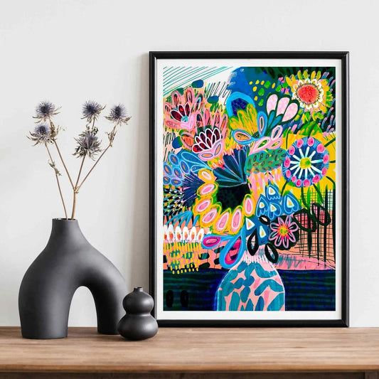 Art Print - Summertime Abstract Flowers in Vase - Kirsten Katz