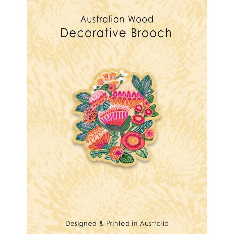 Aussie Native Flowers Wooden Brooch - Kirsten Katz
