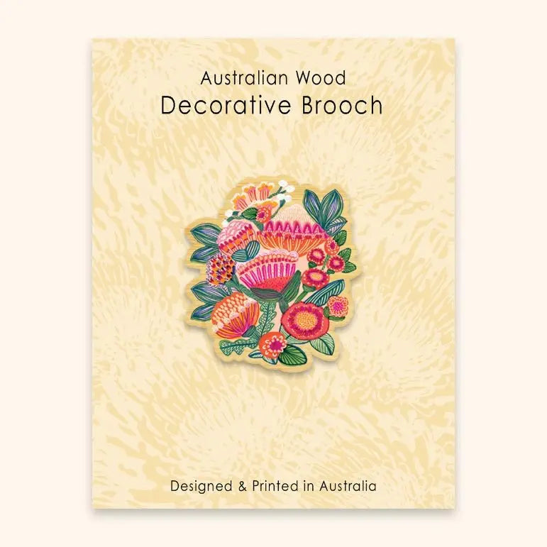 Aussie Native Flowers Wooden Brooch - Kirsten Katz