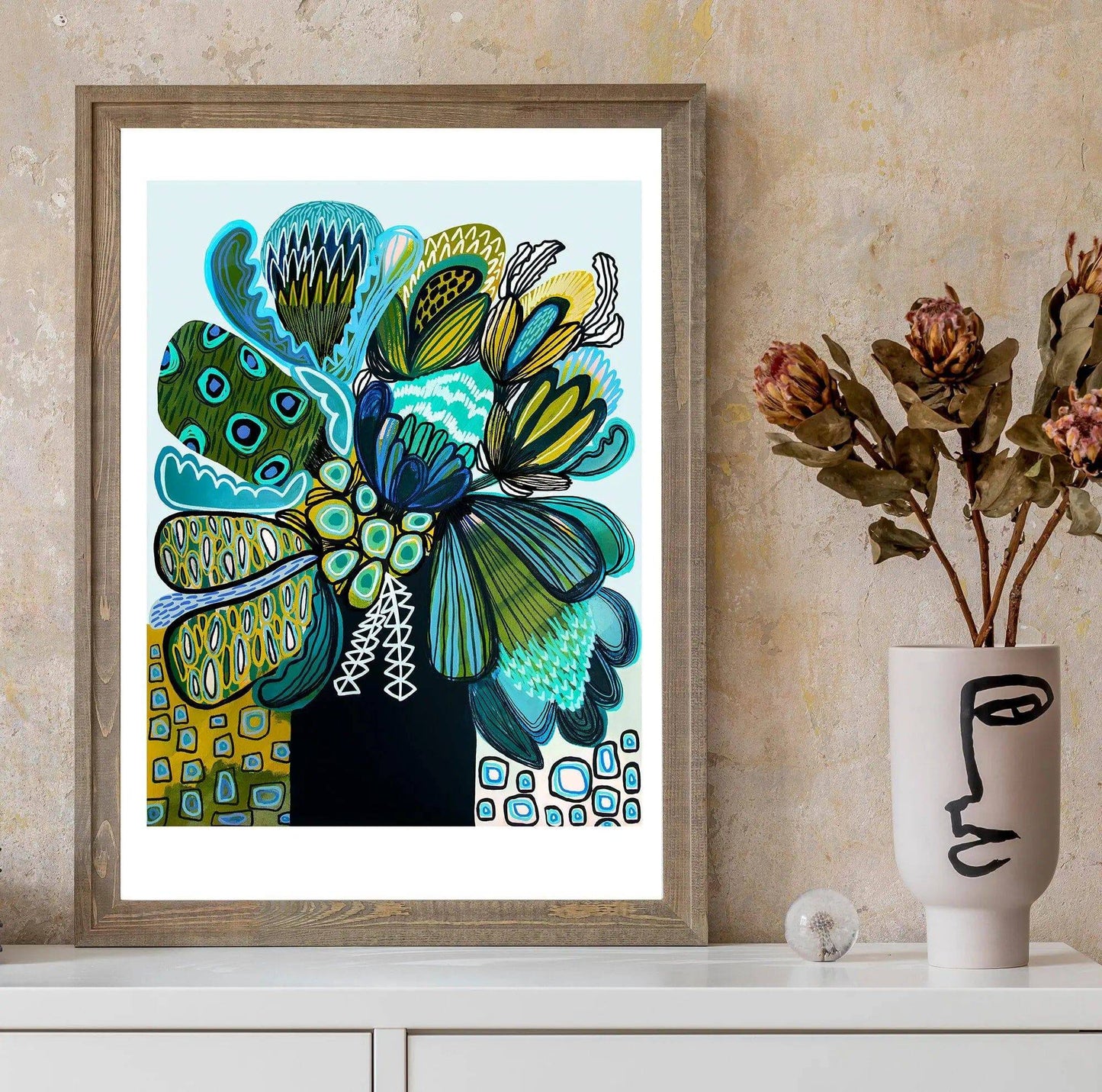 Australia Blue Proteas Art Print - Kirsten Katz