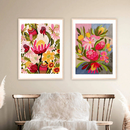 Australian Flowers Botanical Wall Art Print Set Kirsten Katz