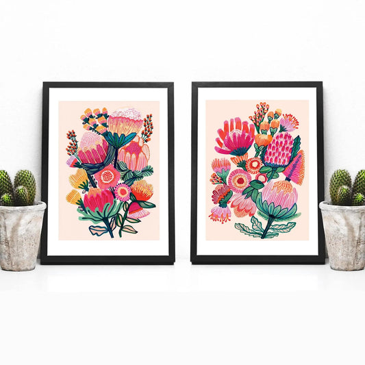 Australian Flowers Wall Art Botanical Print Set Kirsten Katz