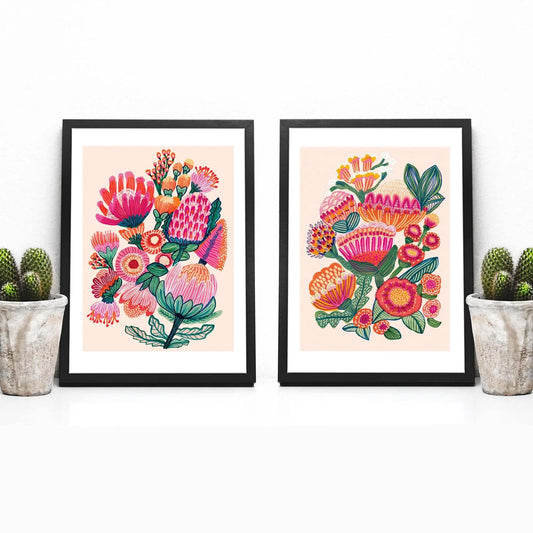 Australian Flowers Wall Art Print Set Kirsten Katz
