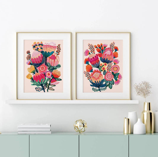 Australian Native Flowers Wall Art Print Set Kirsten Katz