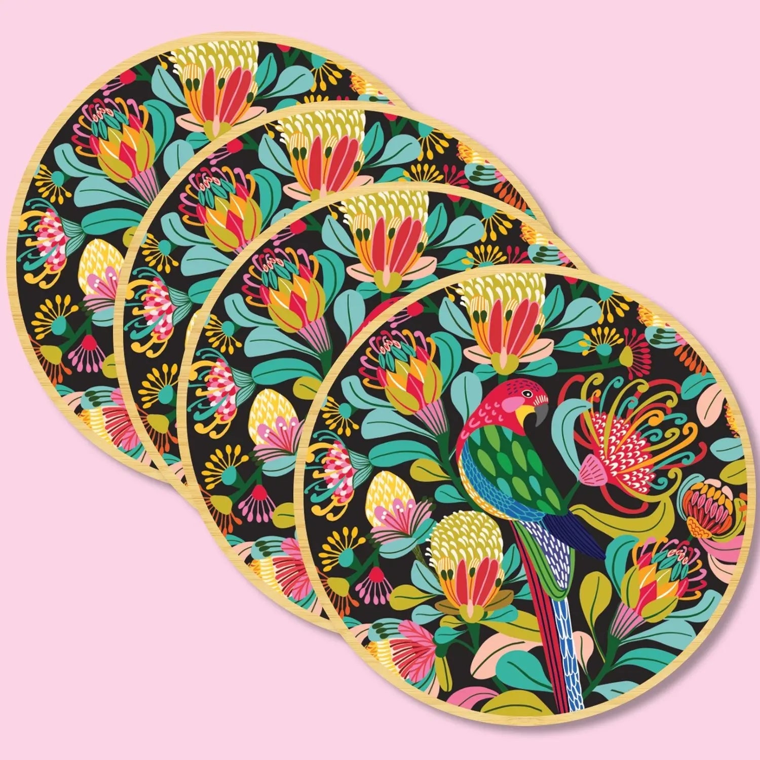 Australian Rosella Parrot Coaster & Napkin Set - Kirsten Katz