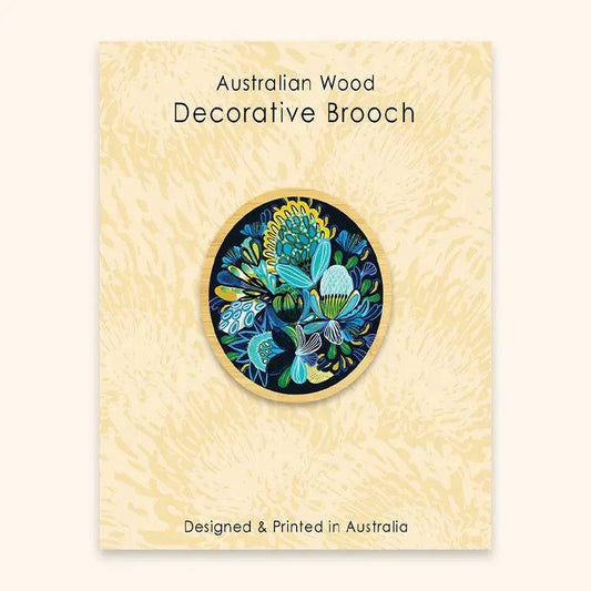 Azure Natives Wooden Brooch Kirsten Katz