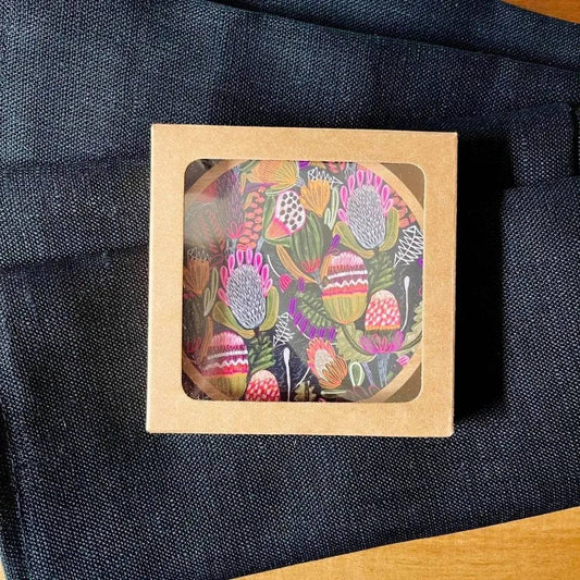 Bush Banksia Australian Wooden Coaster & Napkin Set - Kirsten Katz