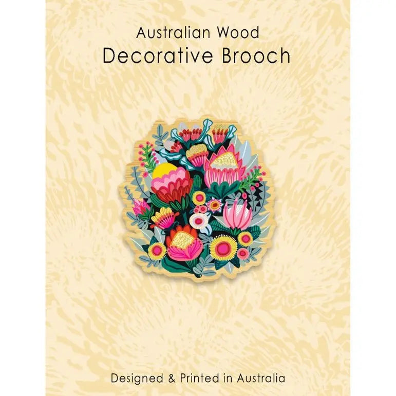Bush Flowers Australian Wooden Brooch - Kirsten Katz