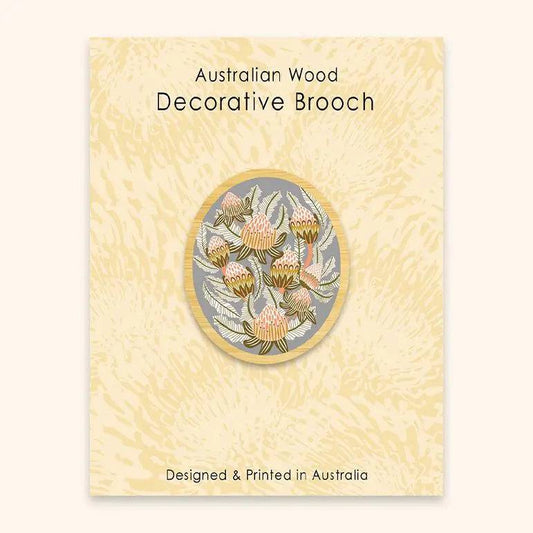 Bush Proteas Wooden Brooch Kirsten Katz