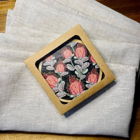 Coral Banksias Coaster & Napkin Set - Kirsten Katz