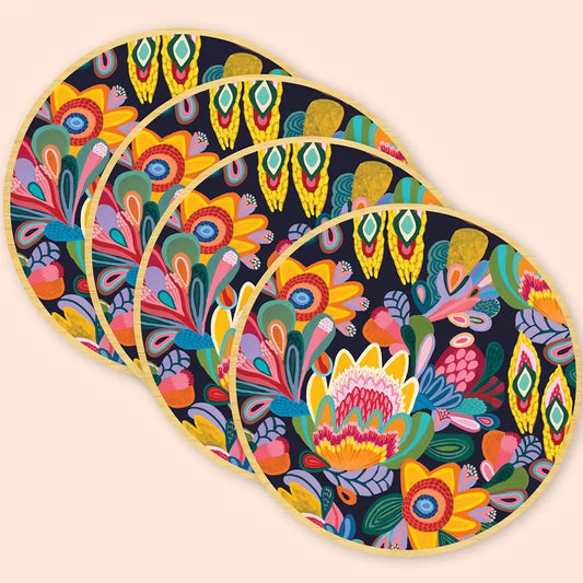 Fantasy Flora Wooden Coaster Set - Kirsten Katz