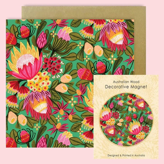 Festive Proteas Magnet & Card Gift Set - Kirsten Katz