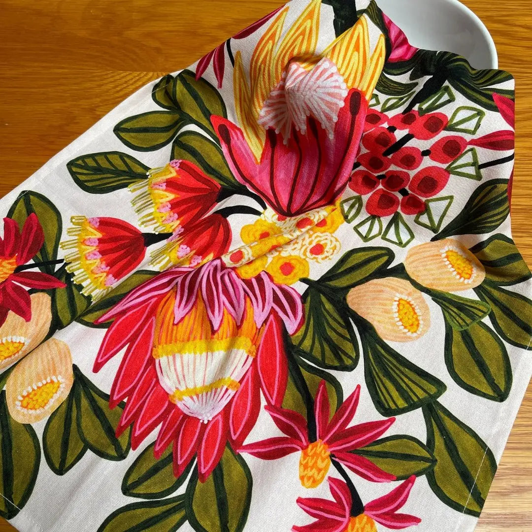 Festive Proteas Tea Towel & Australian Wooden Coaster Gift Set - Kirsten Katz